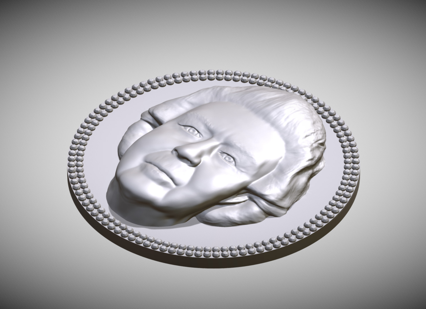 Queen Elizabeth medallion pendant 3D printing ready stl obj 3D print model_1