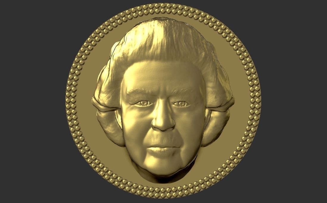 Queen Elizabeth medallion pendant 3D printing ready stl obj 3D print model_4