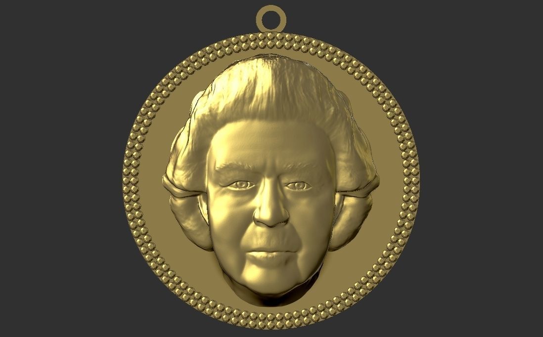 Queen Elizabeth medallion pendant 3D printing ready stl obj 3D print model_27