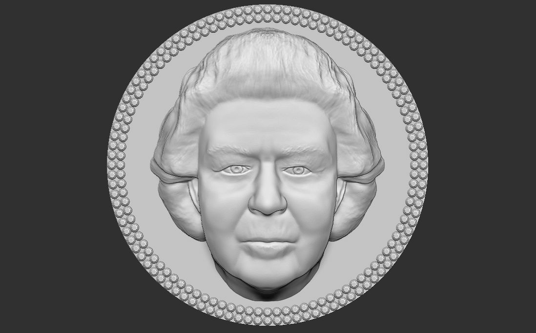 Queen Elizabeth medallion pendant 3D printing ready stl obj 3D print model_25