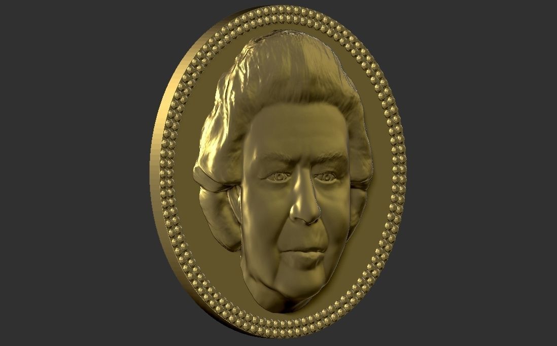 Queen Elizabeth medallion pendant 3D printing ready stl obj 3D print model_6
