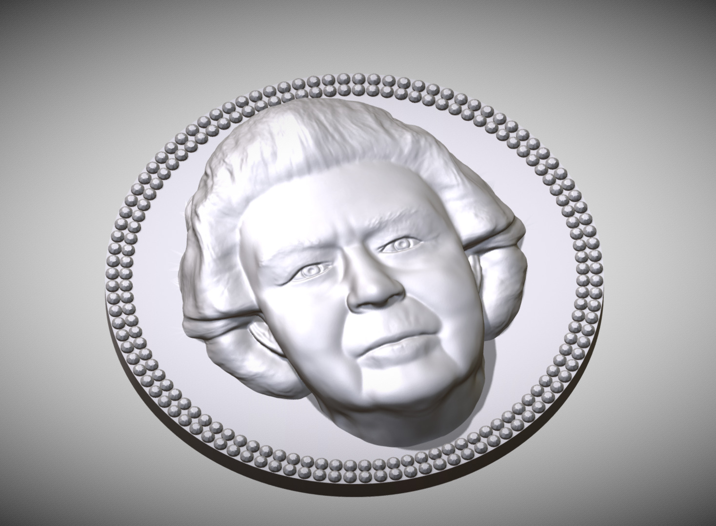 Queen Elizabeth medallion pendant 3D printing ready stl obj 3D print model_2