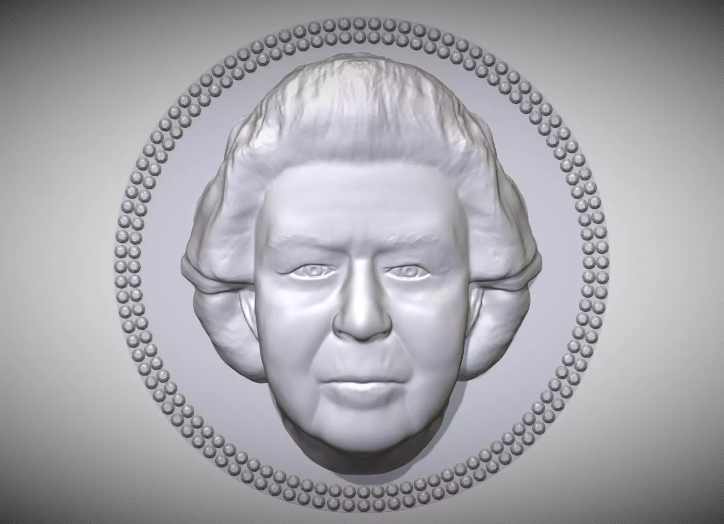 Queen Elizabeth medallion pendant 3D printing ready stl obj 3D print model_0