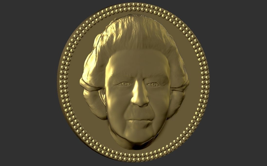 Queen Elizabeth medallion pendant 3D printing ready stl obj 3D print model_5