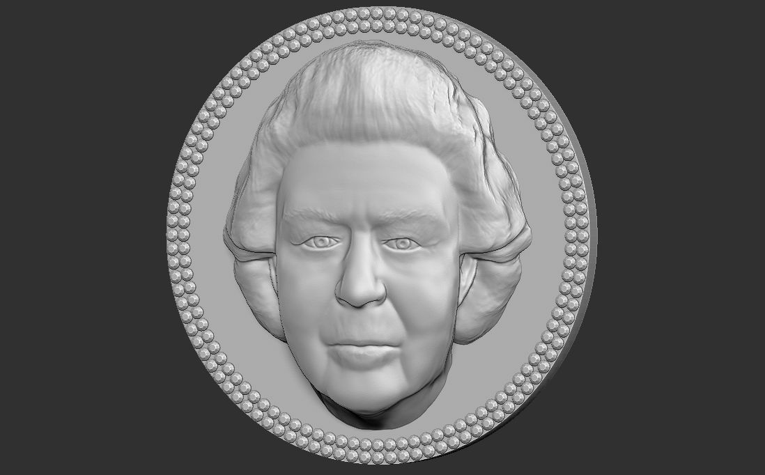 Queen Elizabeth medallion pendant 3D printing ready stl obj 3D print model_26