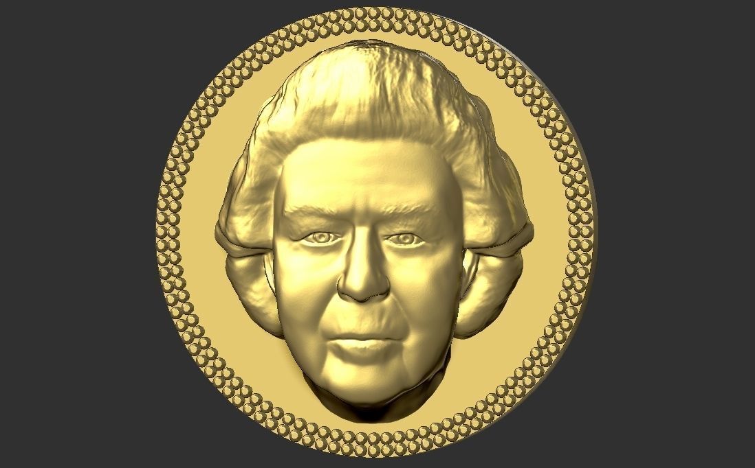 Queen Elizabeth medallion pendant 3D printing ready stl obj 3D print model_3