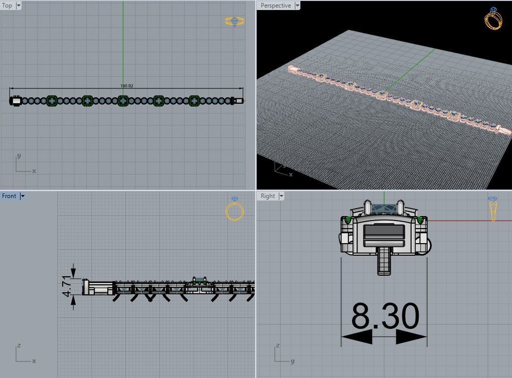 Round stone bracelet 446 3D print model_4