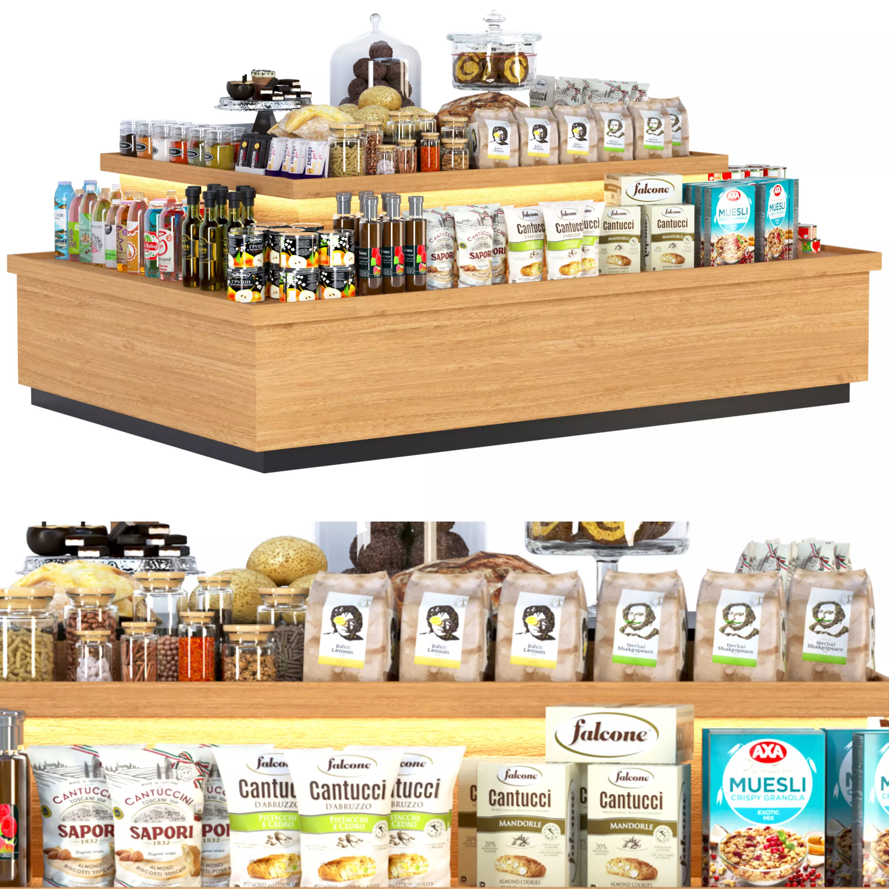 Grocery showcase in a supermarket 3D model