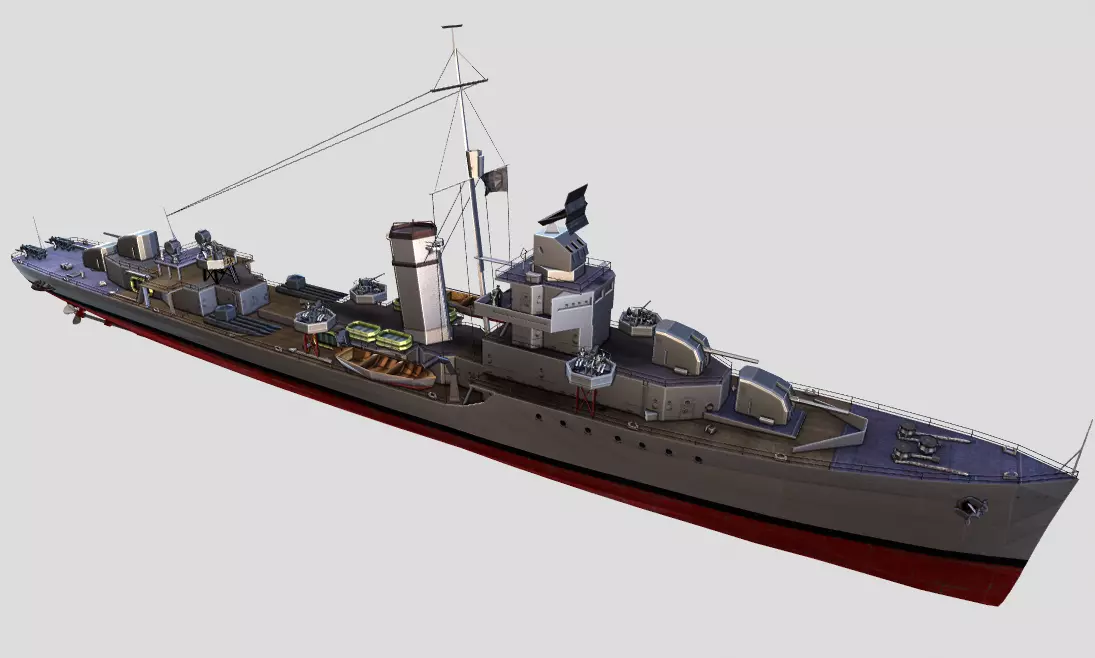 Battleship TP1 Low-poly 3D model_0
