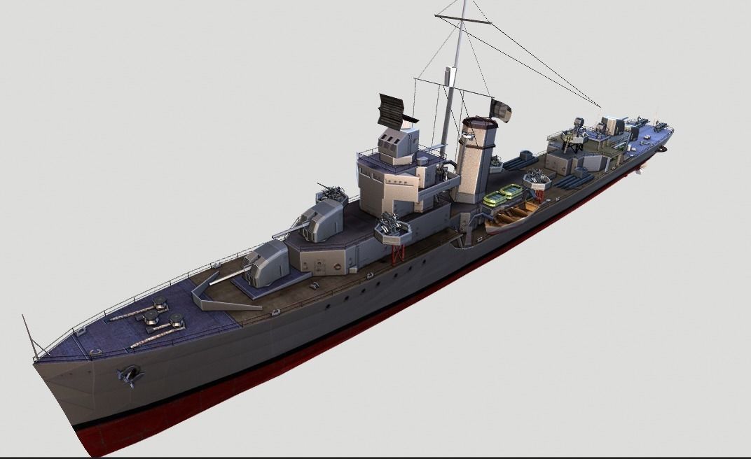 Battleship TP1 Low-poly 3D model_11