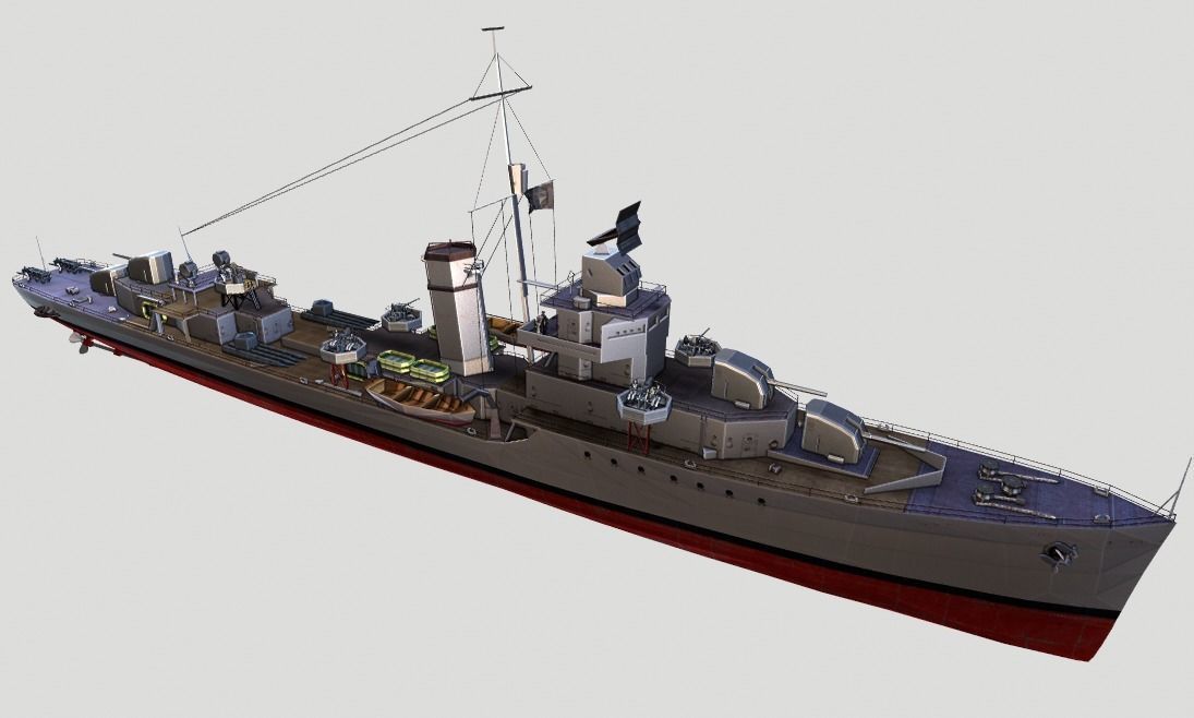 Battleship TP1 Low-poly 3D model_10
