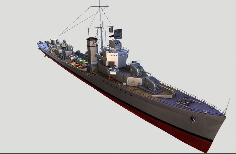 Battleship TP1 Low-poly 3D model_7