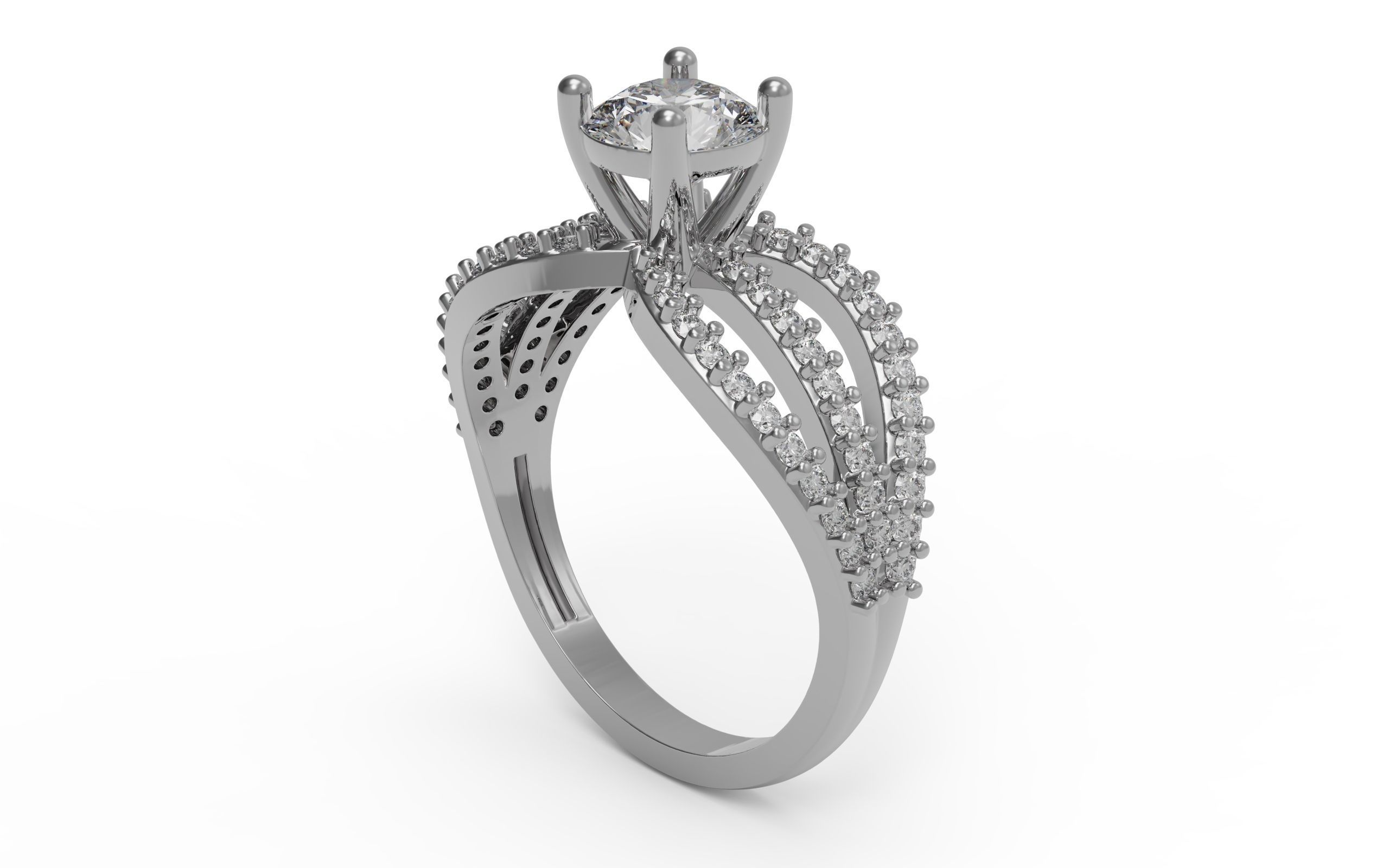 Solitaire Ring 3D print model_3