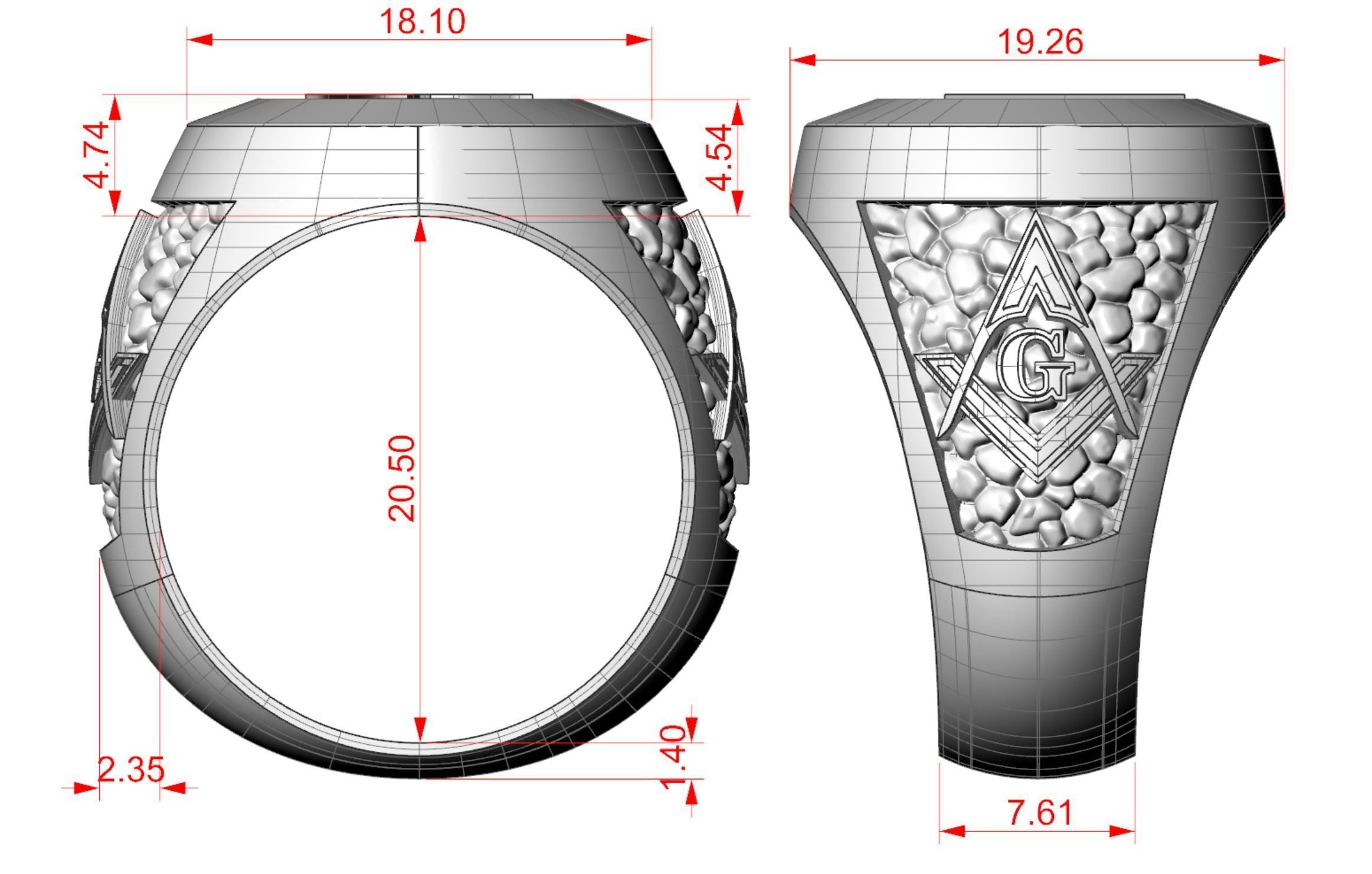 Mason Man ring NV 3D print model_9