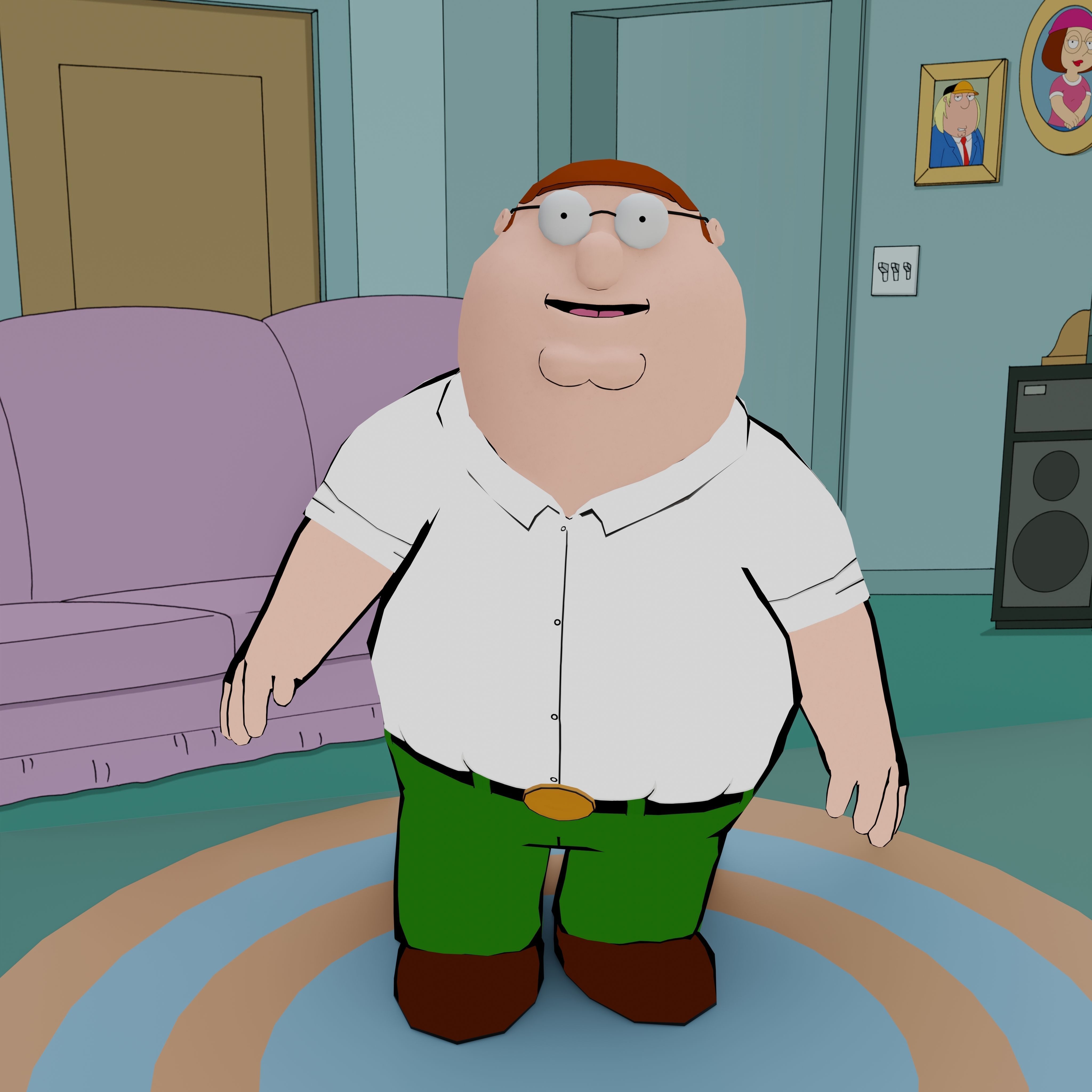Peter Griffin From Family Guy - Rigged Low-poly 3D model_10