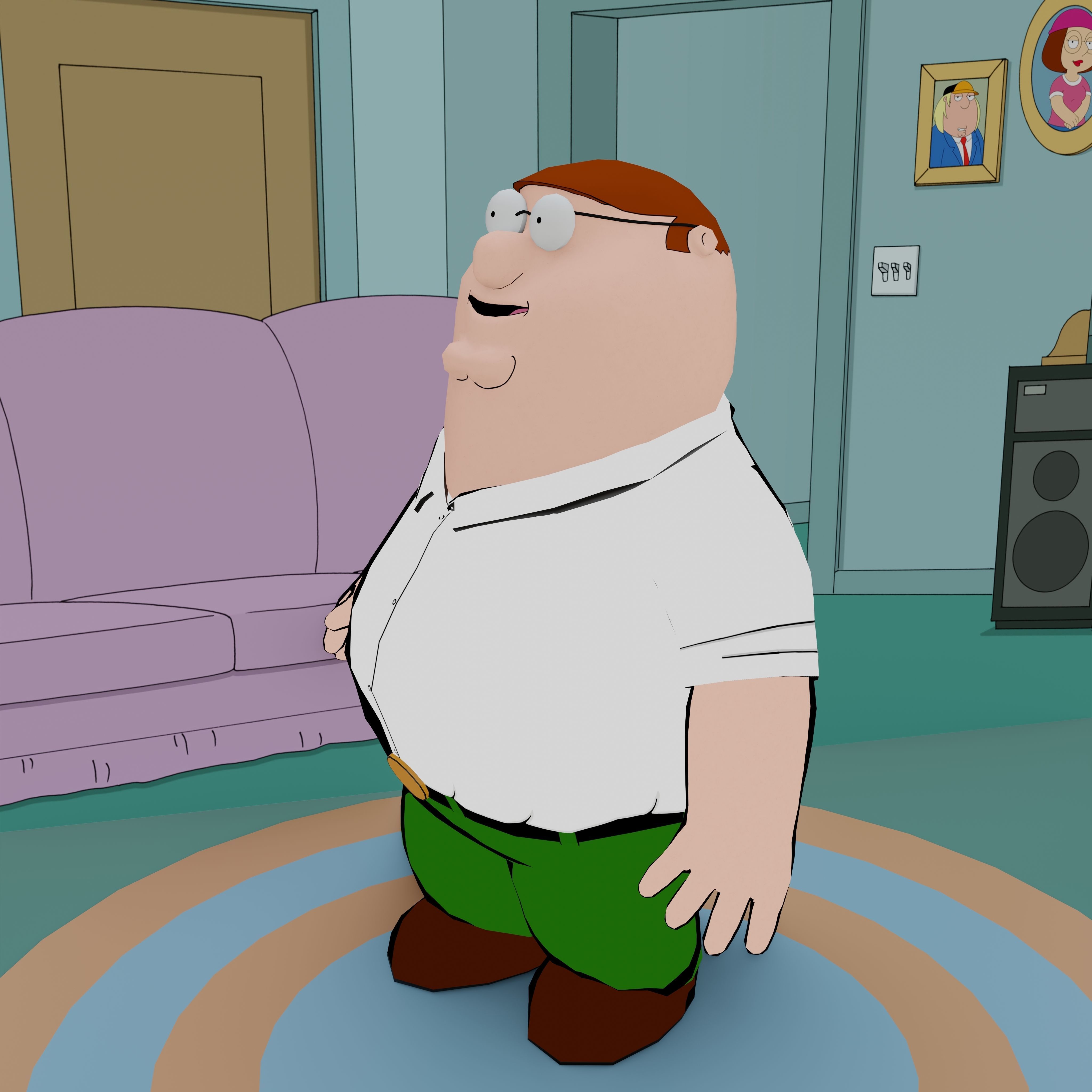 Peter Griffin From Family Guy - Rigged Low-poly 3D model_25