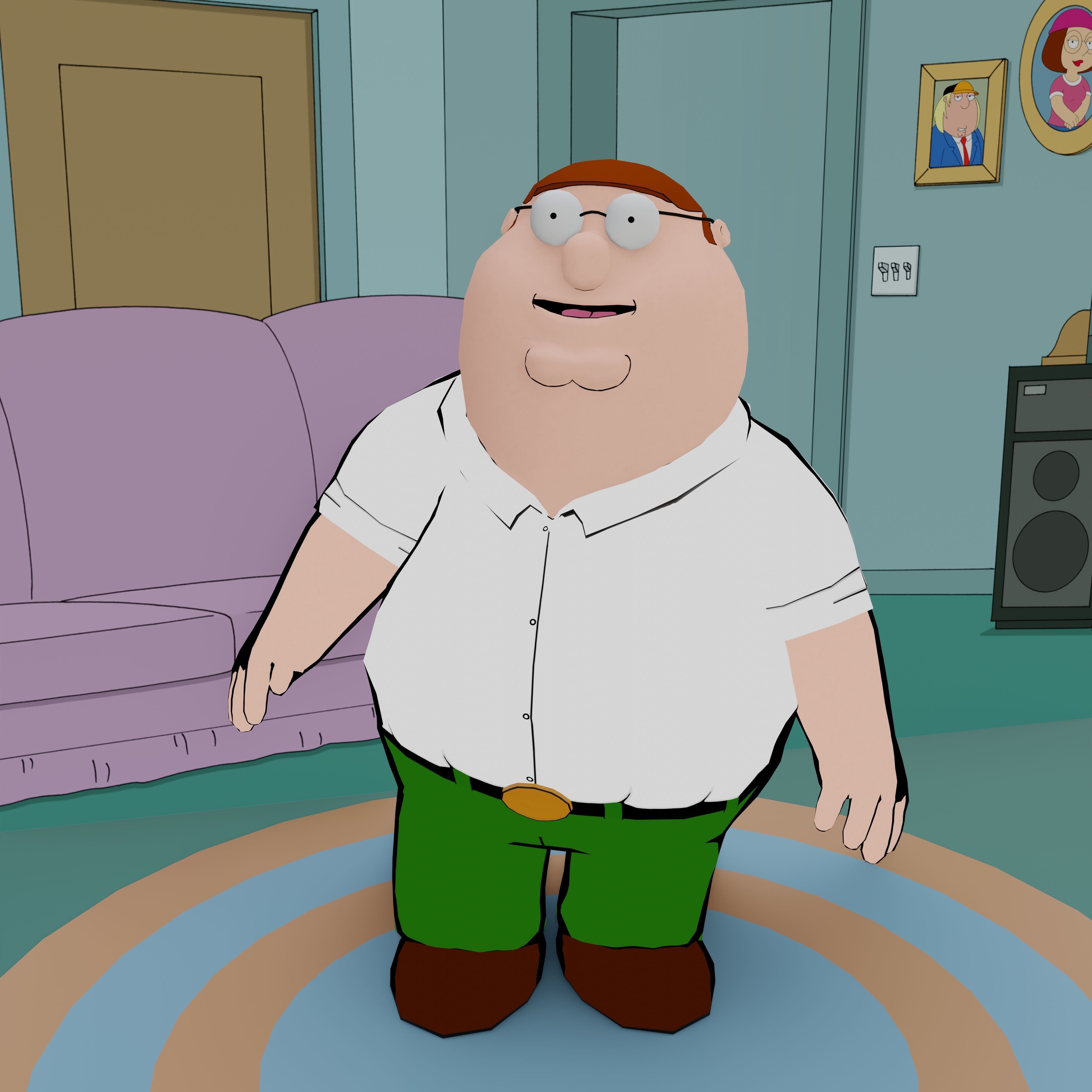 Peter Griffin From Family Guy - Rigged Low-poly 3D model_18