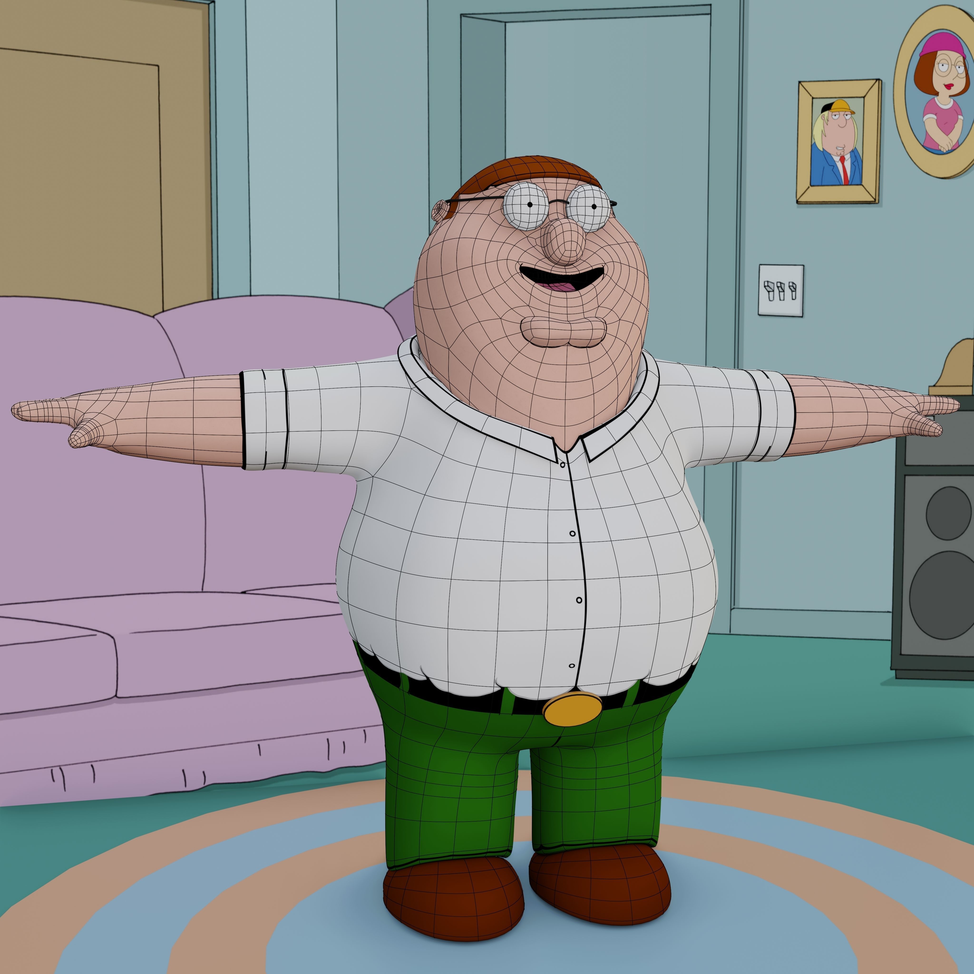 Peter Griffin From Family Guy - Rigged Low-poly 3D model_9