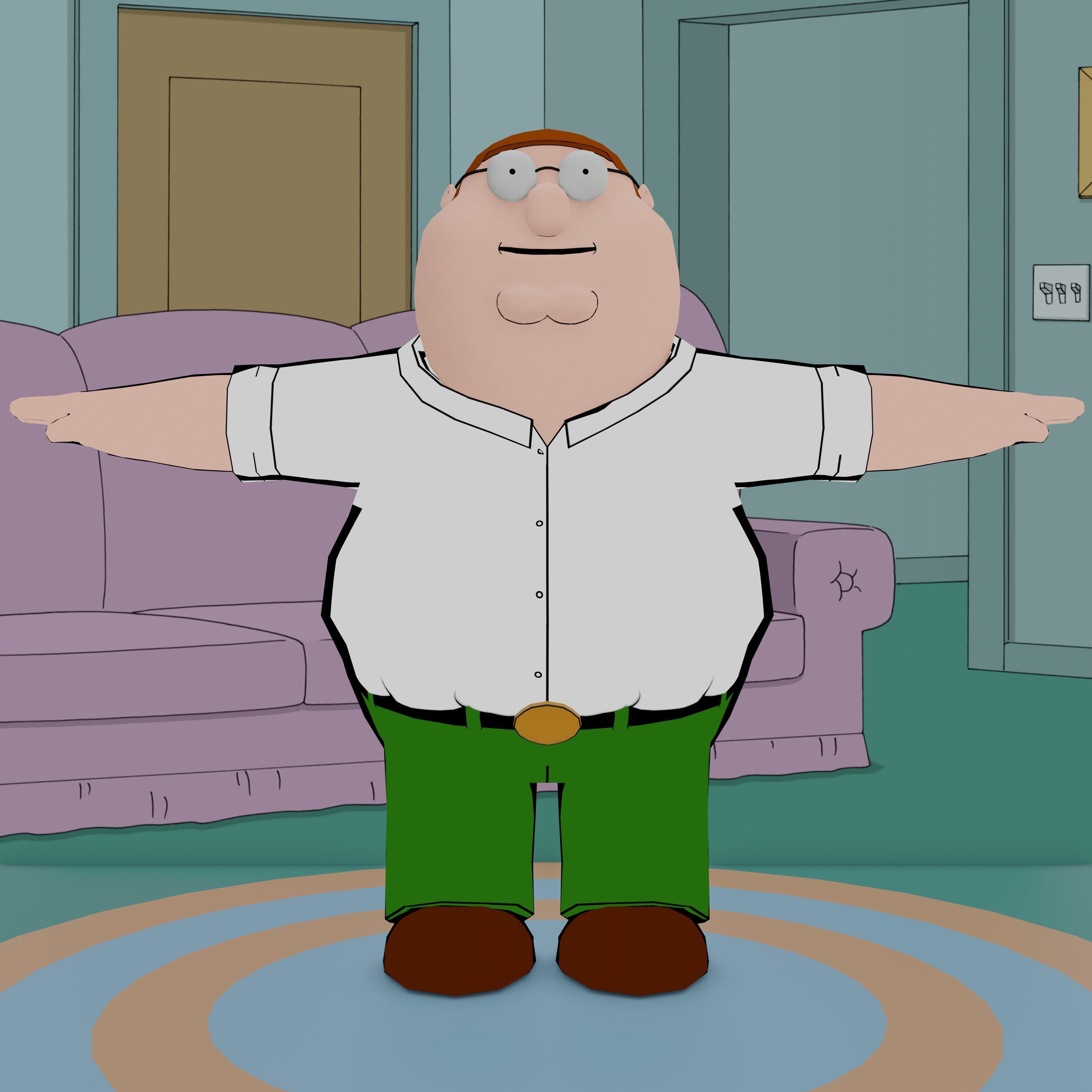 Peter Griffin From Family Guy - Rigged Low-poly 3D model_11
