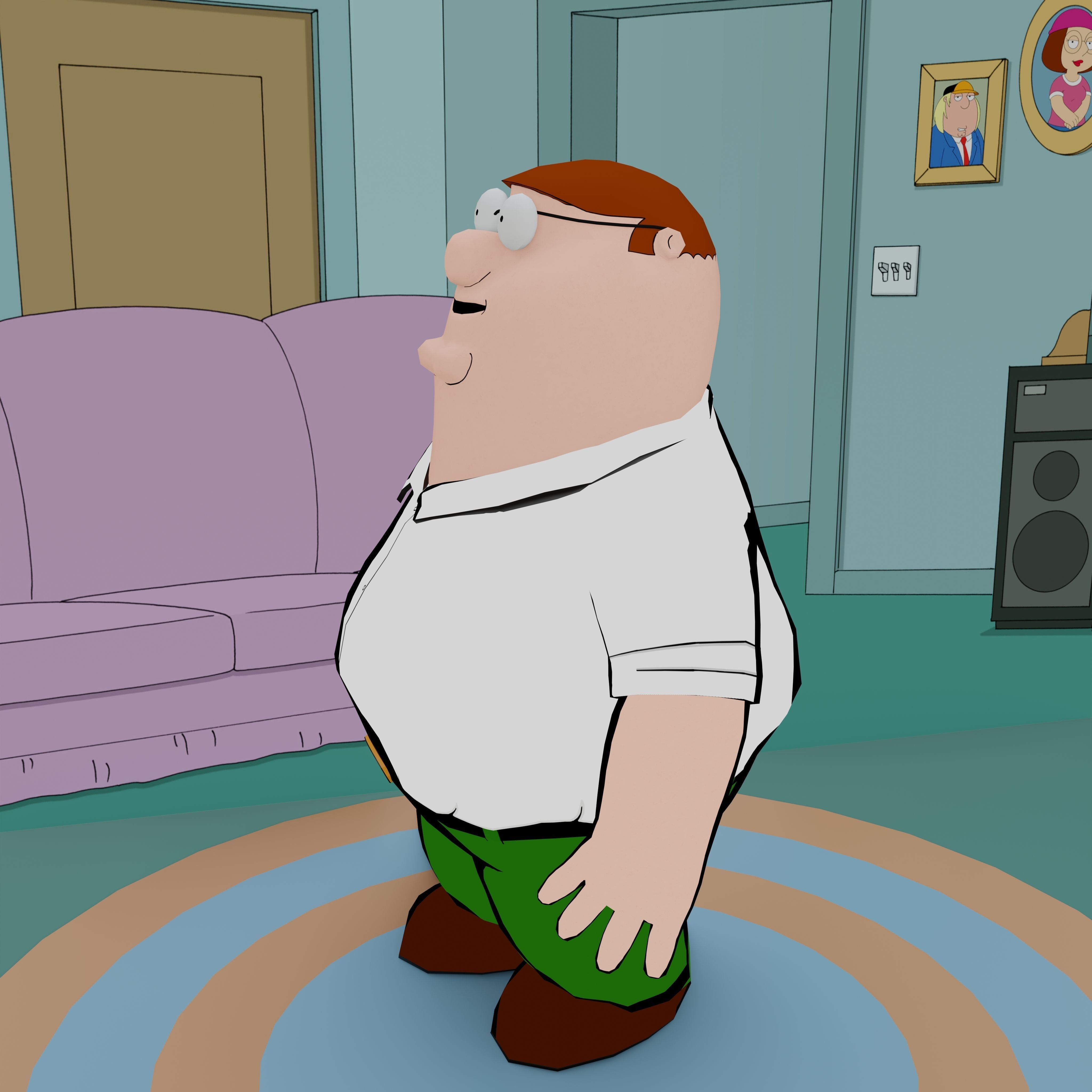 Peter Griffin From Family Guy - Rigged Low-poly 3D model_27