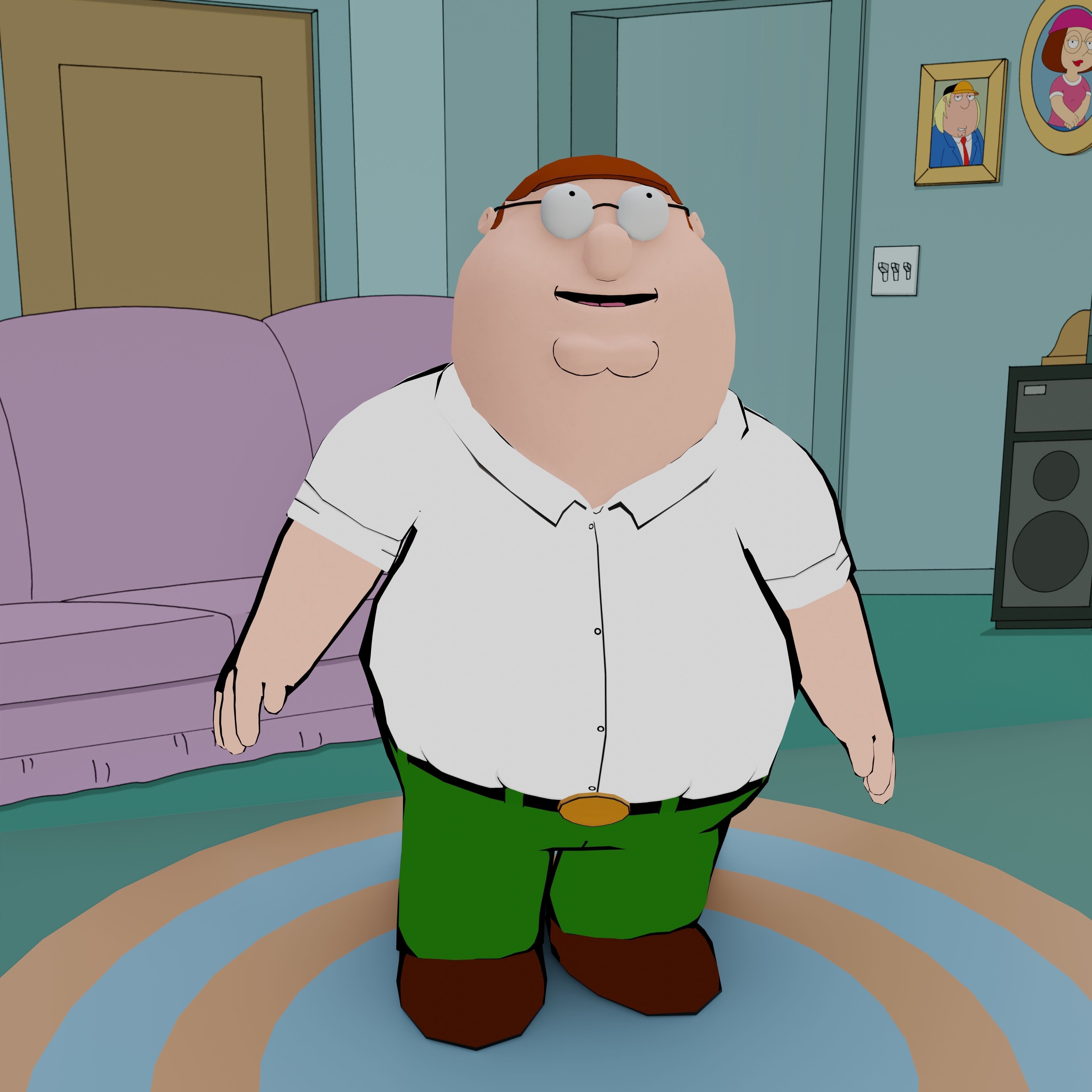 Peter Griffin From Family Guy - Rigged Low-poly 3D model_60