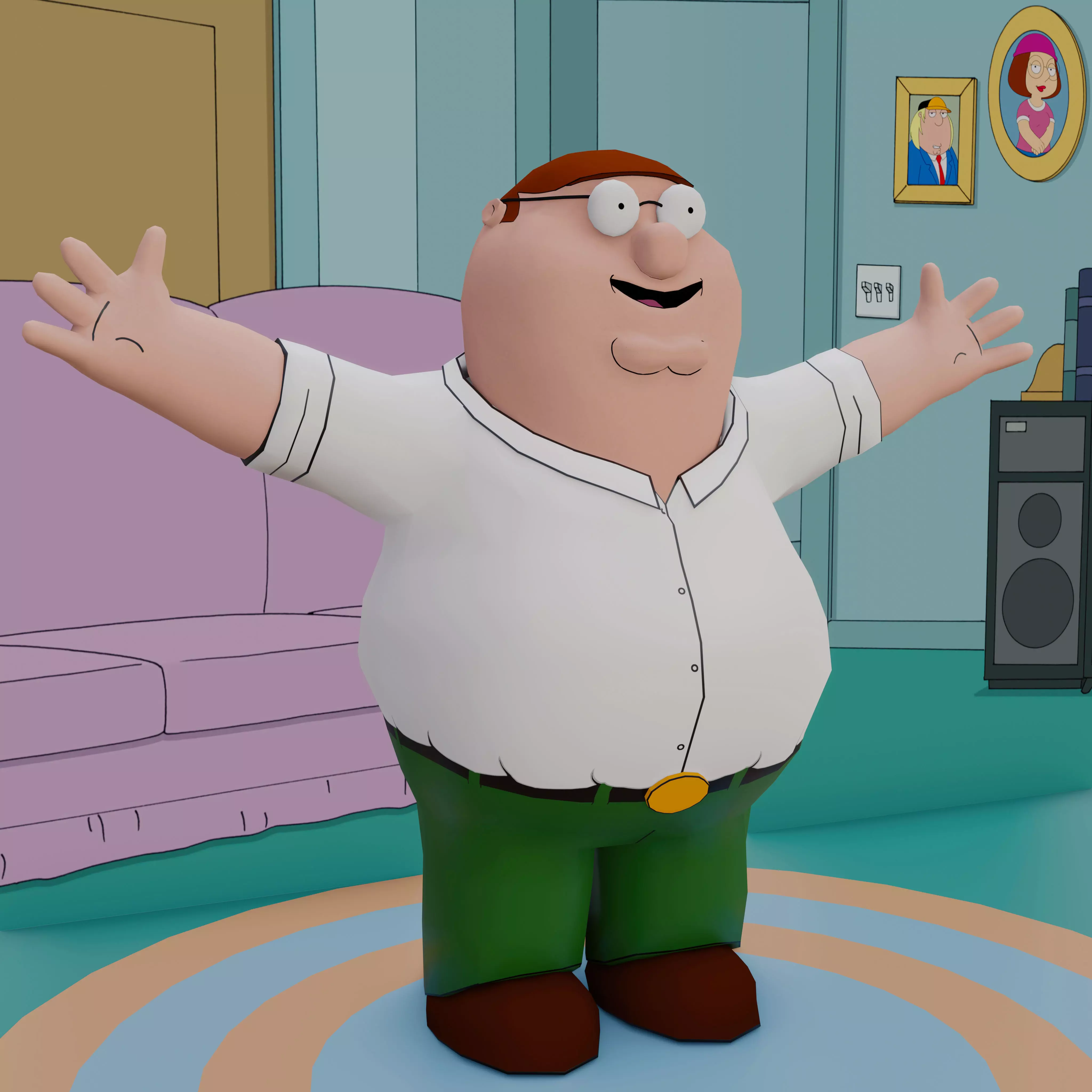 Peter Griffin From Family Guy - Rigged Low-poly 3D model_0