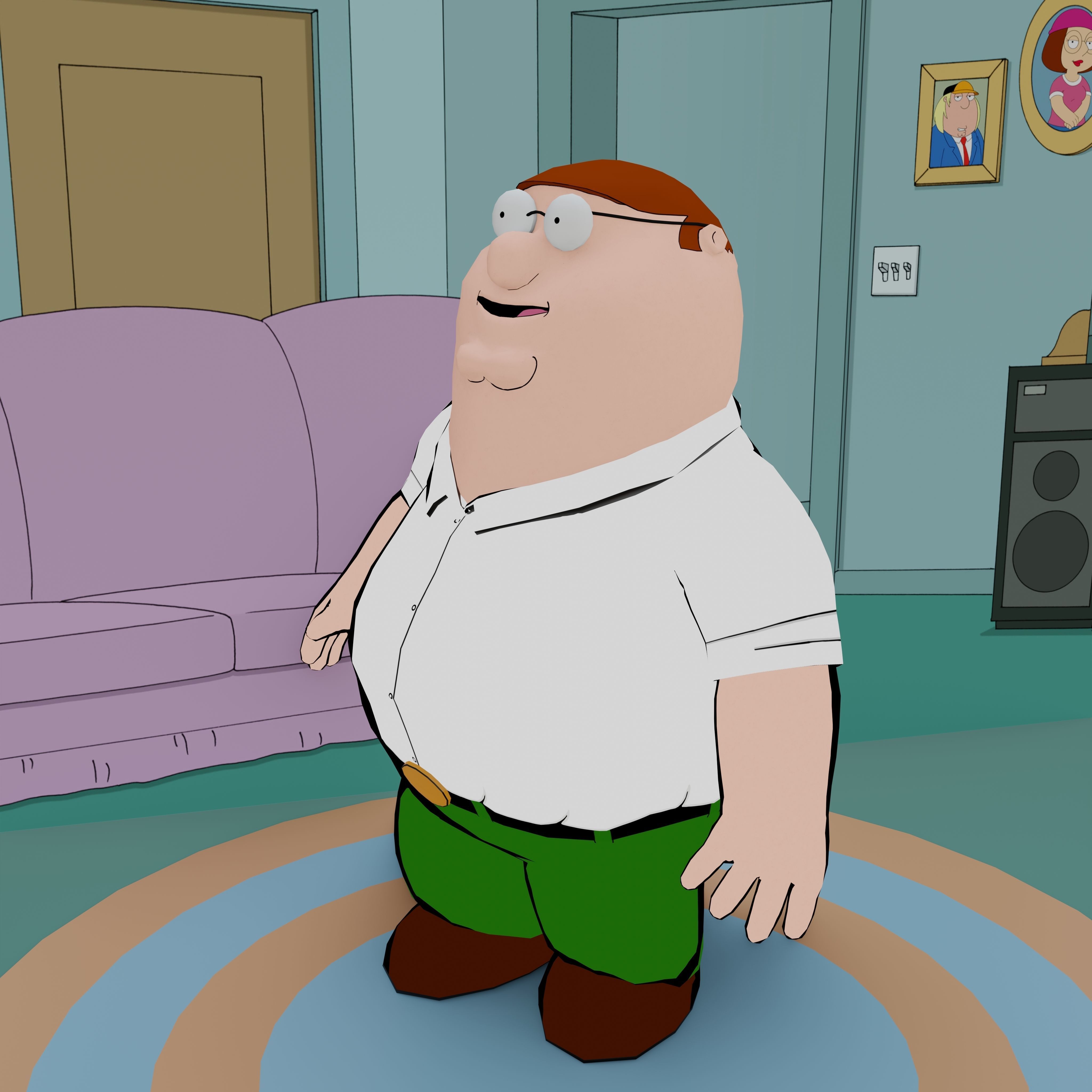 Peter Griffin From Family Guy - Rigged Low-poly 3D model_24
