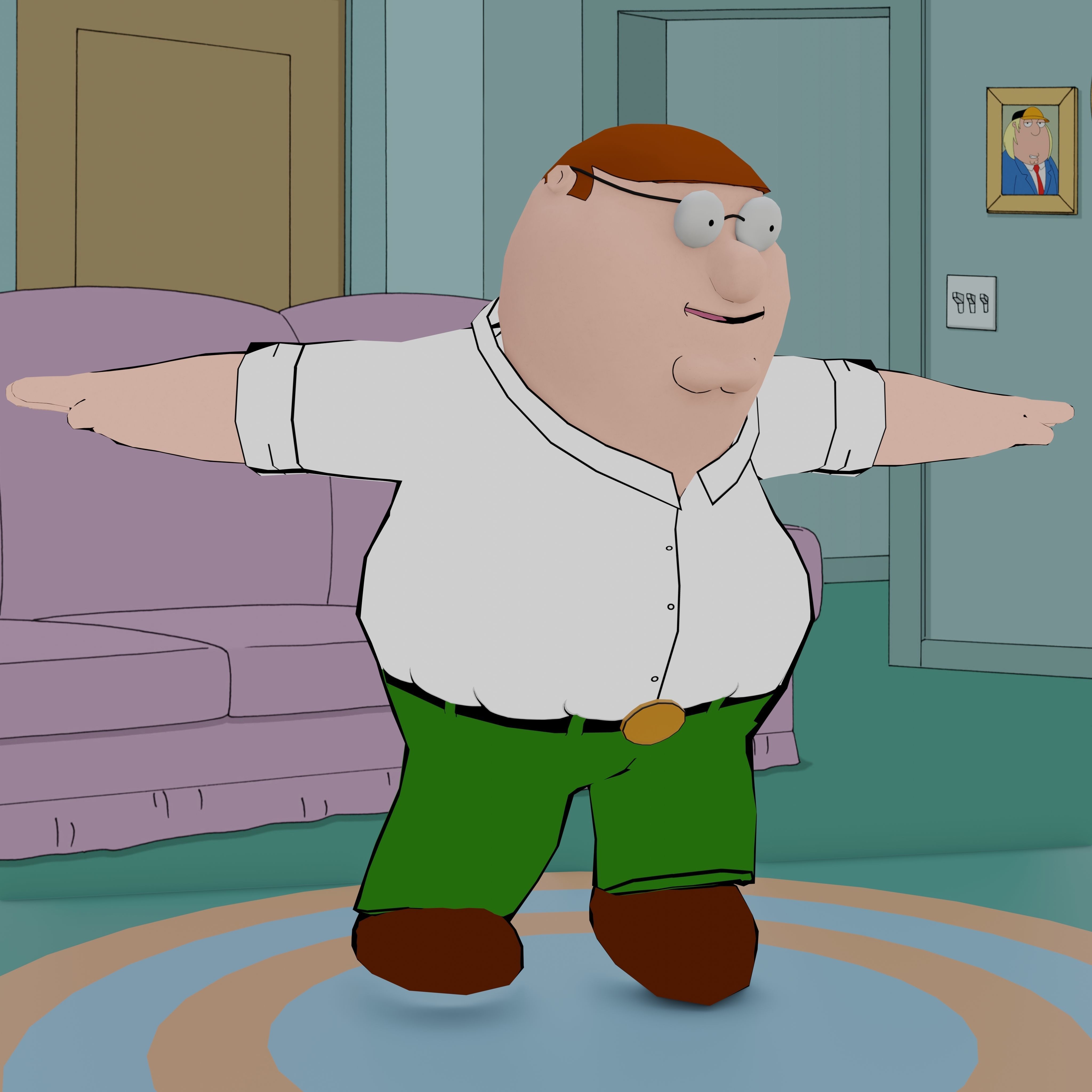 Peter Griffin From Family Guy - Rigged Low-poly 3D model_13