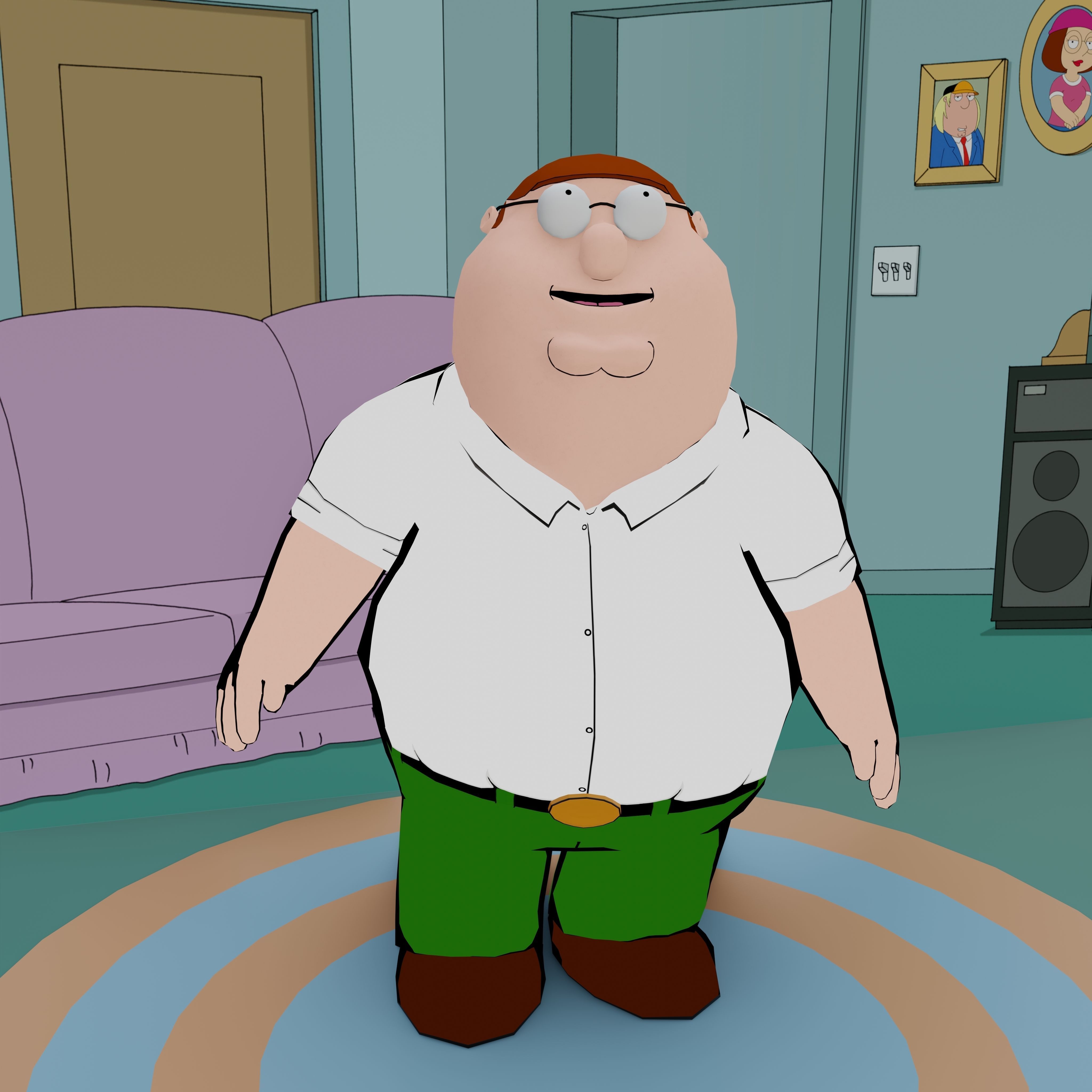Peter Griffin From Family Guy - Rigged Low-poly 3D model_62