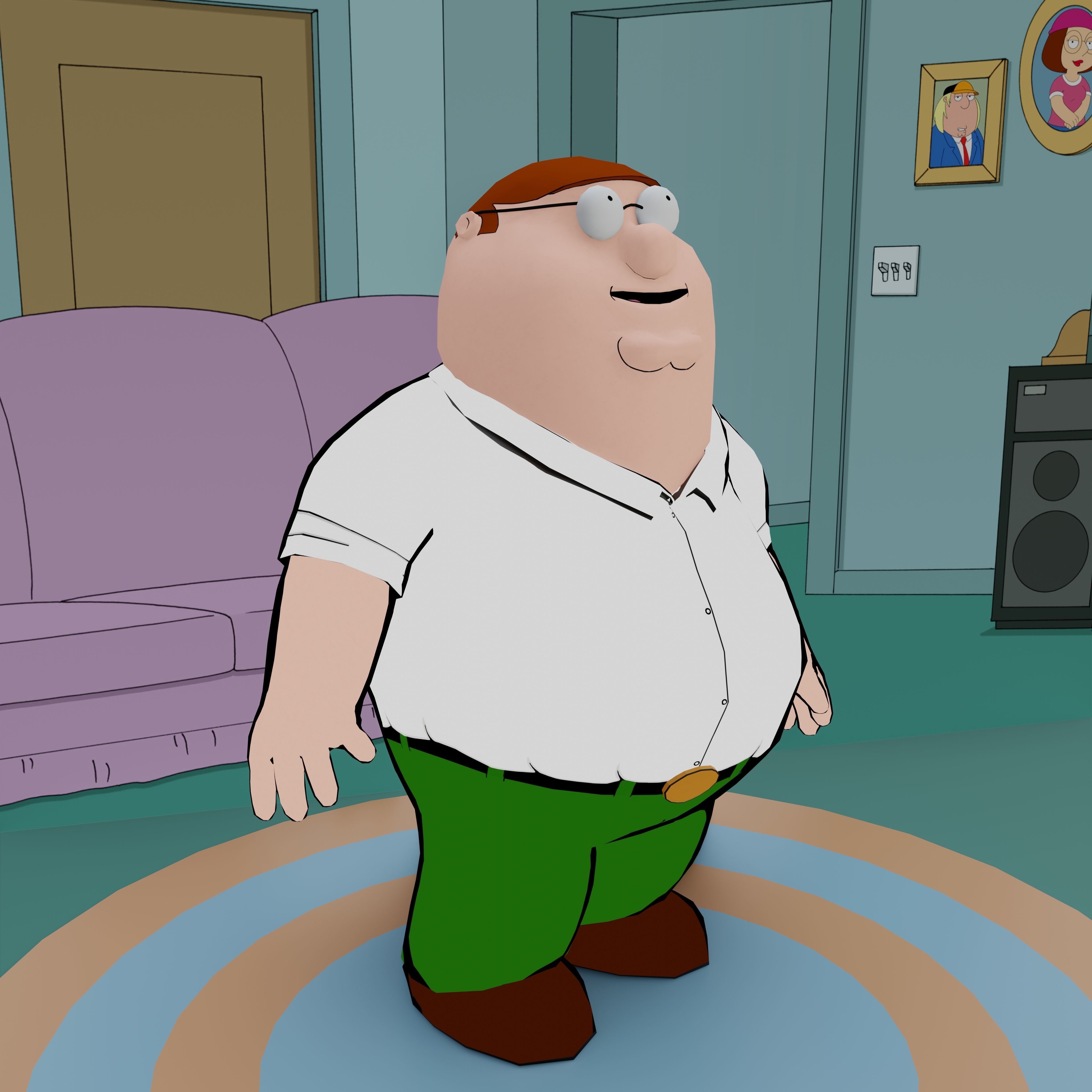 Peter Griffin From Family Guy - Rigged Low-poly 3D model_53