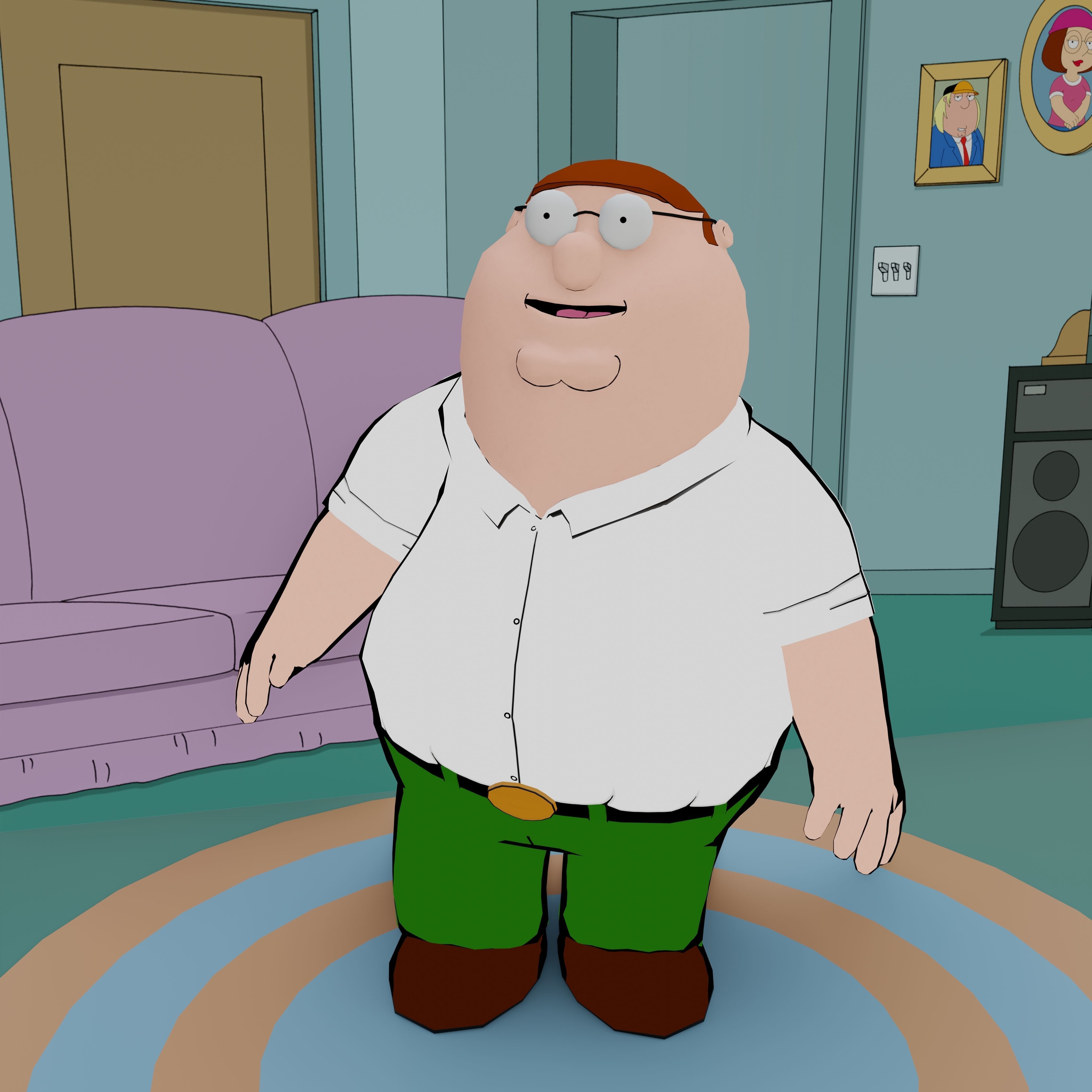 Peter Griffin From Family Guy - Rigged Low-poly 3D model_19