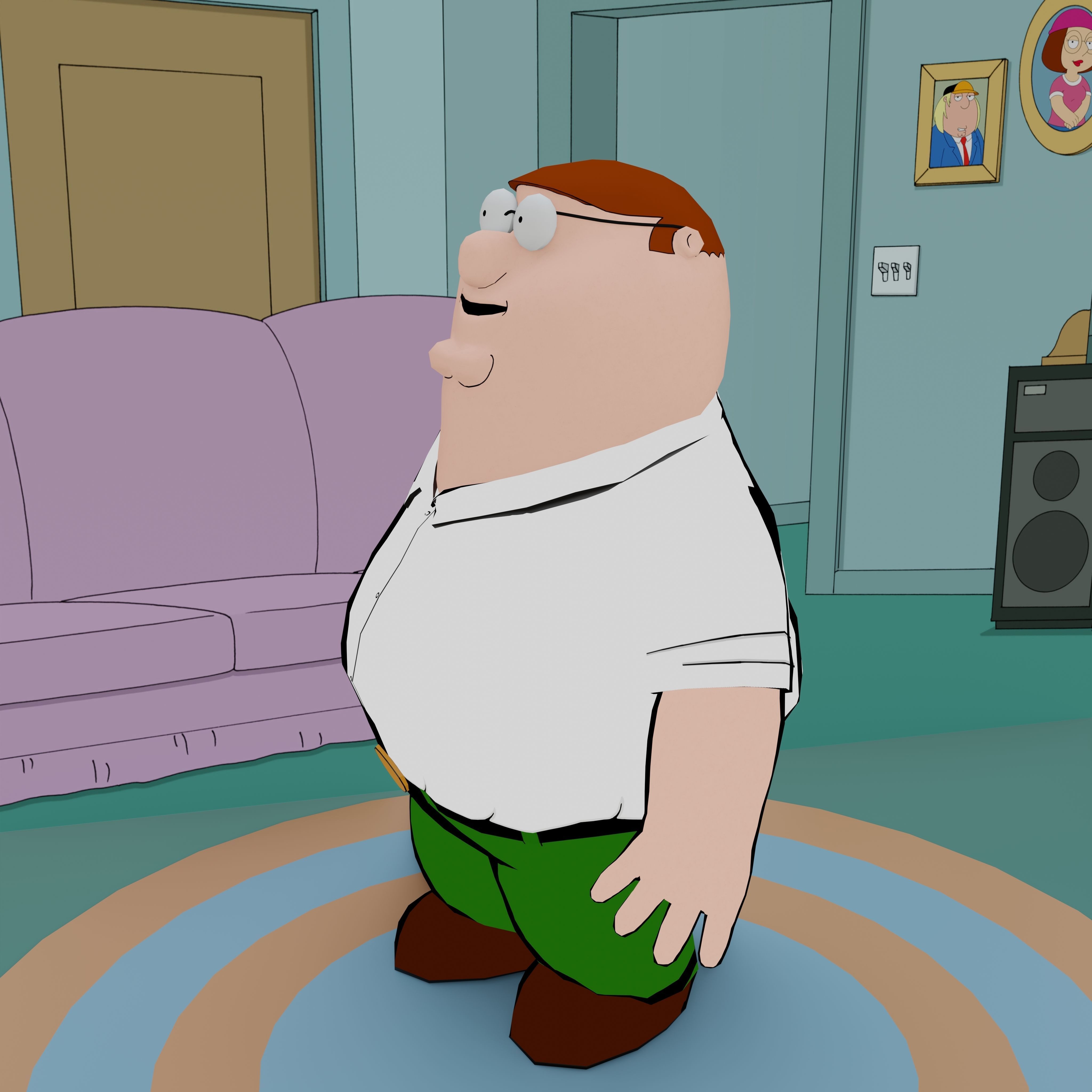 Peter Griffin From Family Guy - Rigged Low-poly 3D model_26