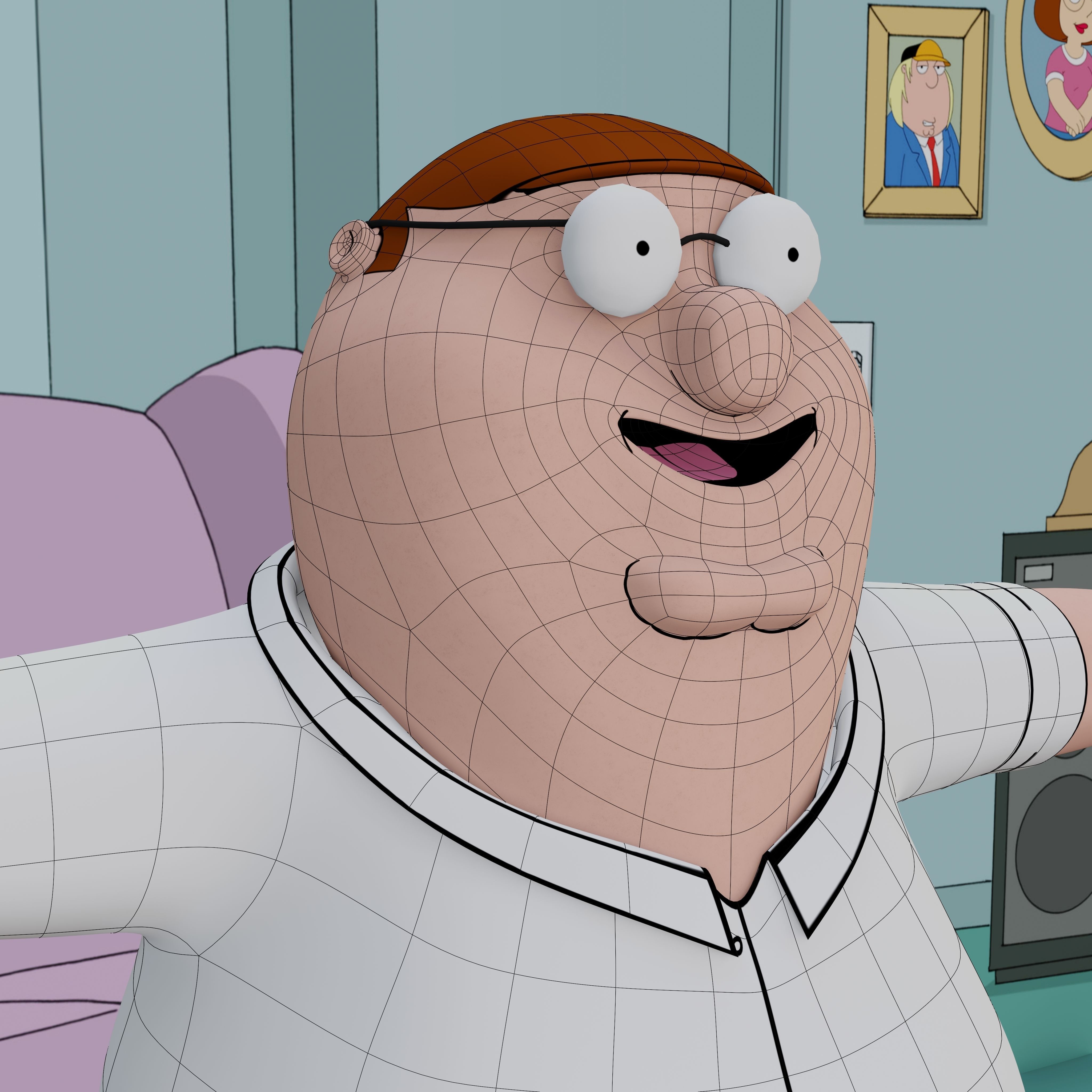 Peter Griffin From Family Guy - Rigged Low-poly 3D model_6