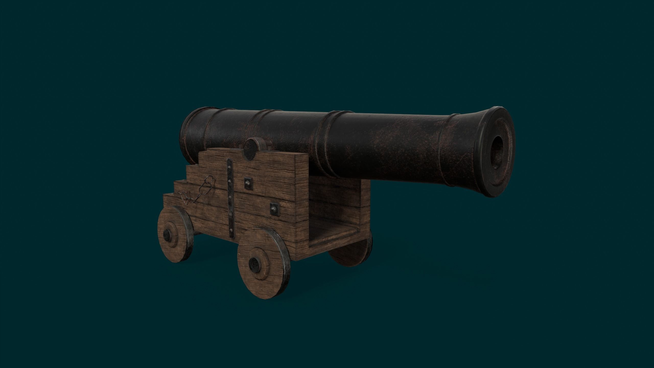 Old ship cannon 3D model_3