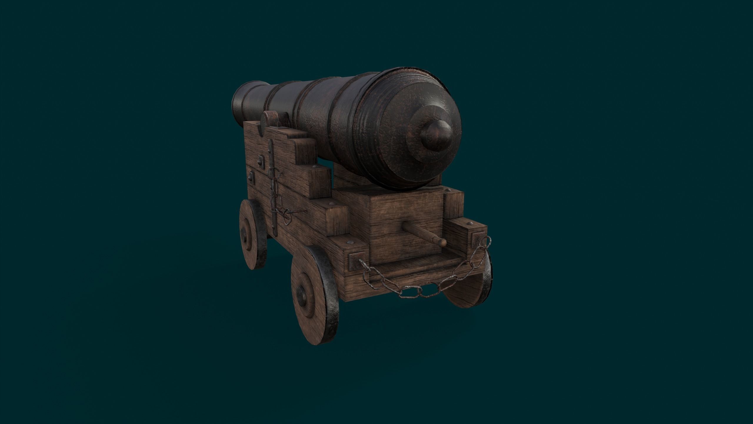 Old ship cannon 3D model_5
