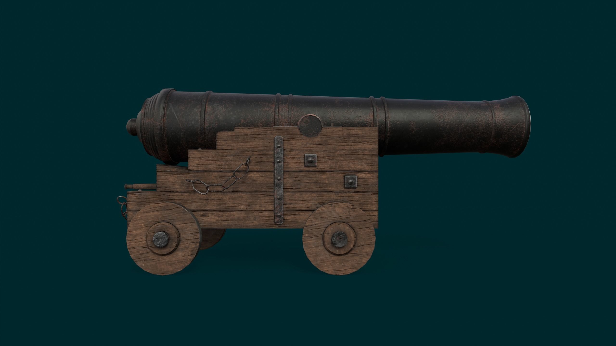 Old ship cannon 3D model_6
