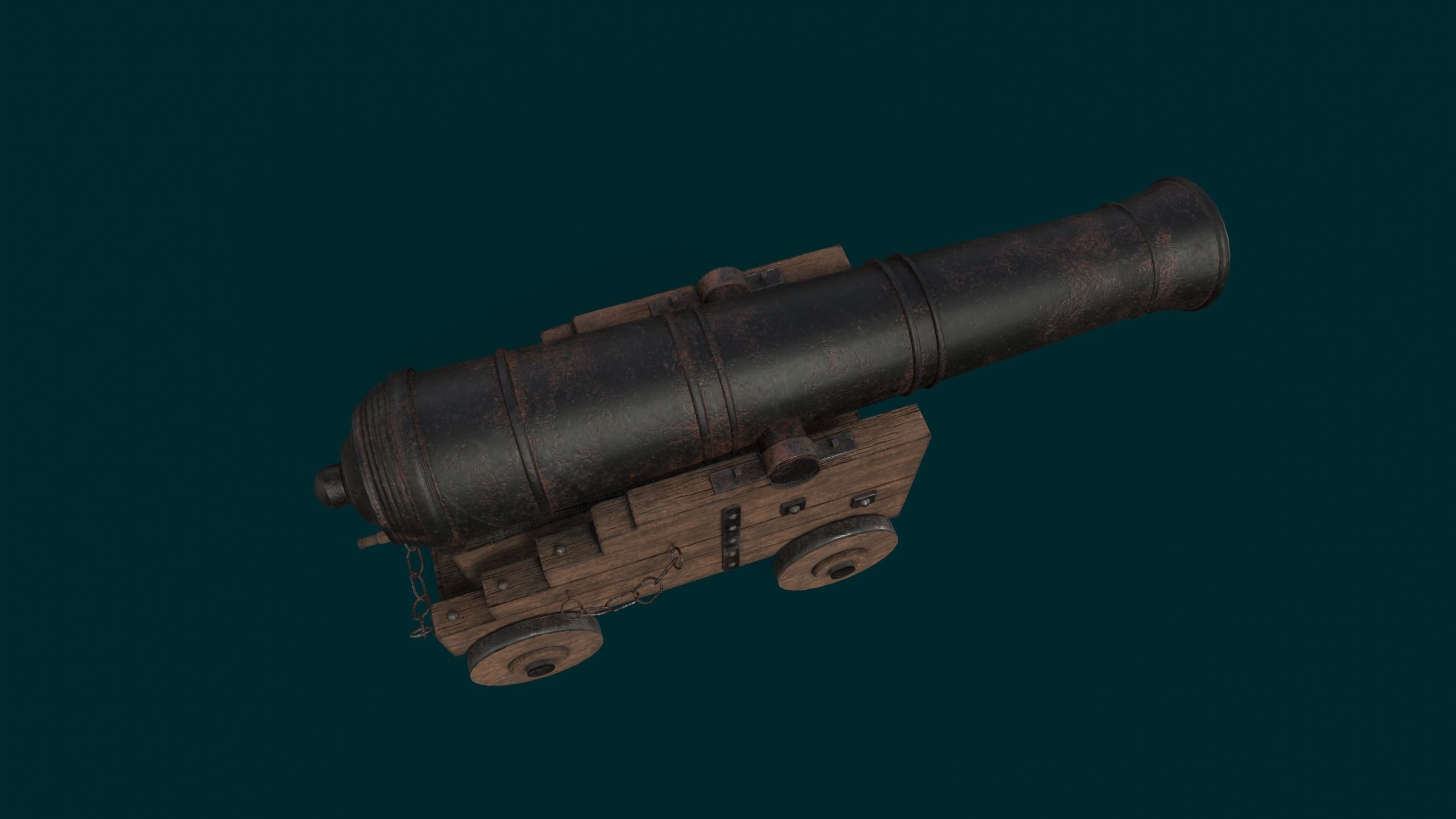 Old ship cannon 3D model_4