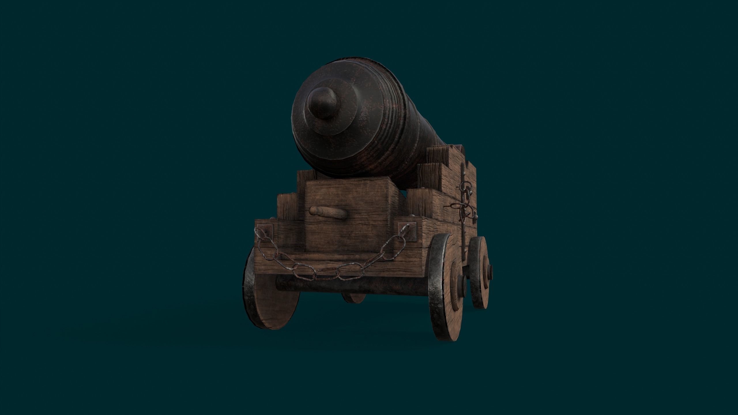 Old ship cannon 3D model_7