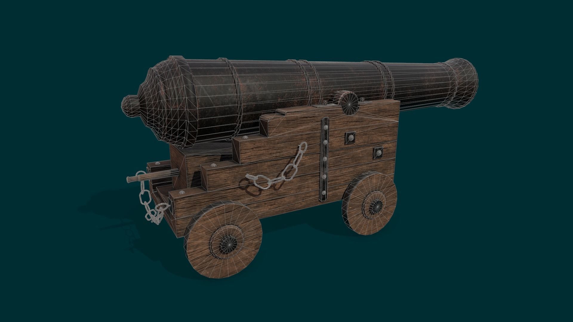 Old ship cannon 3D model_2