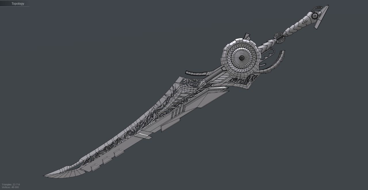 Sci-Fi Sword - UNTEXTURED Game Asset for VR AR Games Renders Low-poly 3D model_2