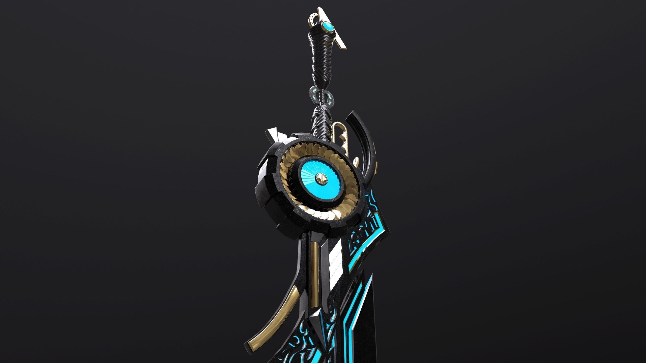 Sci-Fi Sword - UNTEXTURED Game Asset for VR AR Games Renders Low-poly 3D model_4