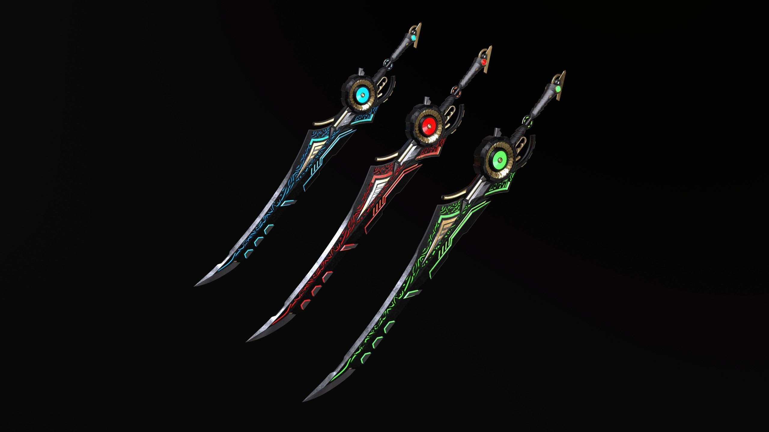 Sci-Fi Sword - UNTEXTURED Game Asset for VR AR Games Renders Low-poly 3D model_3