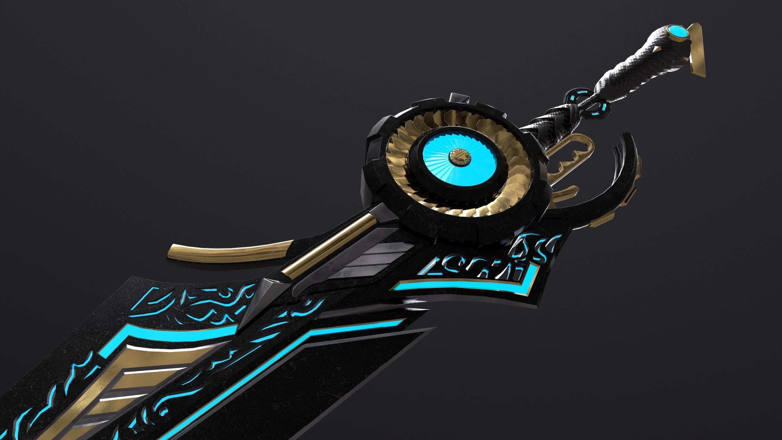 Sci-Fi Sword - UNTEXTURED Game Asset for VR AR Games Renders Low-poly 3D model_5