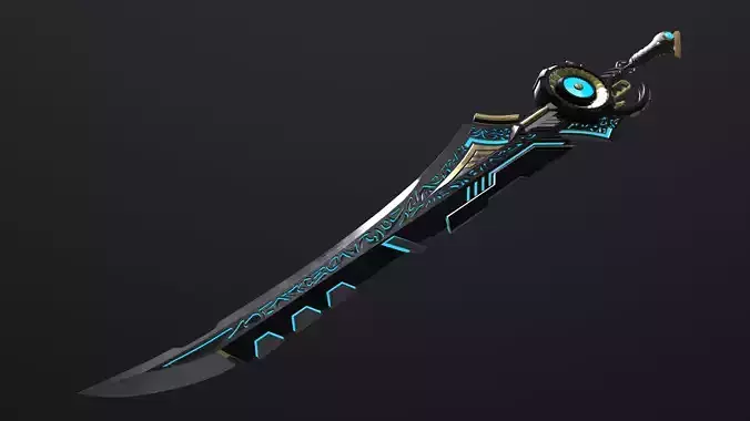 Sci-Fi Sword - UNTEXTURED Game Asset for VR AR Games Renders Low-poly 3D model