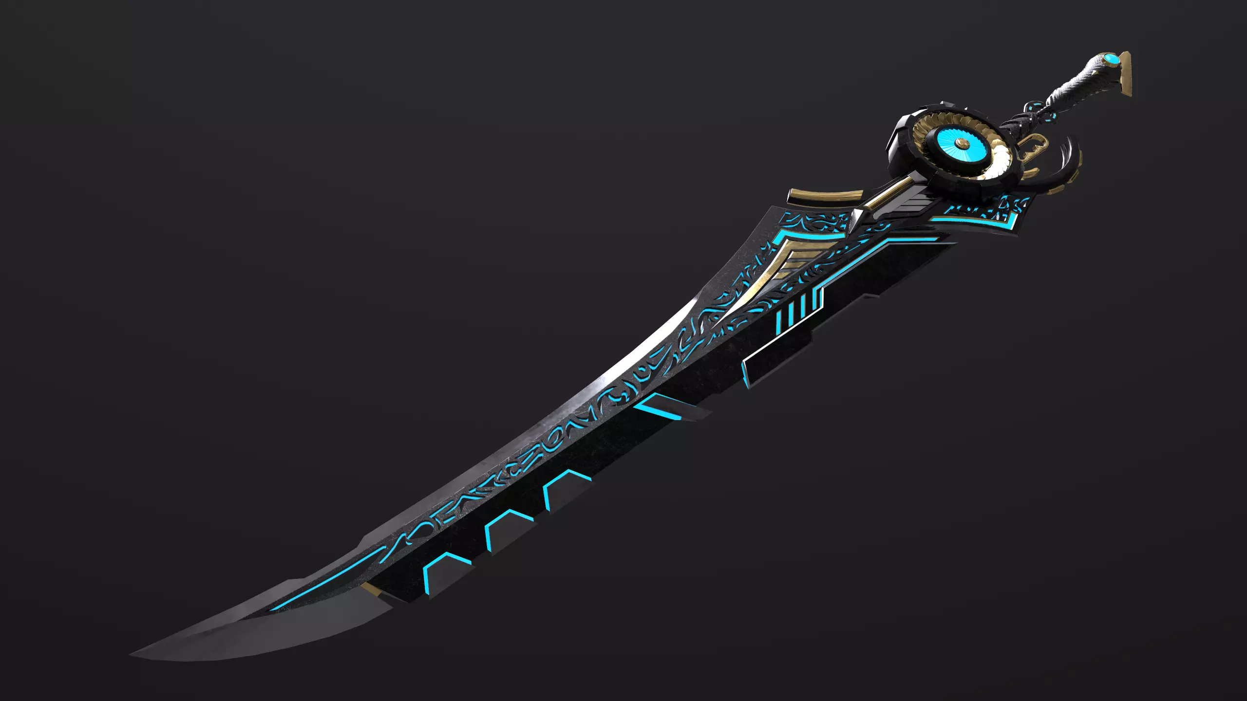Sci-Fi Sword - UNTEXTURED Game Asset for VR AR Games Renders Low-poly 3D model_0