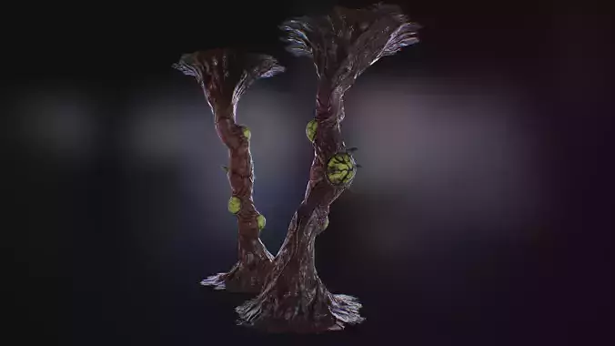 Alien  biomass corruption plant Low-poly 3D model Low-poly 3D model