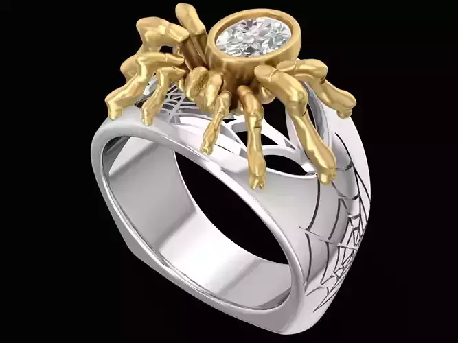 spider on web ring 2700 3D print model
