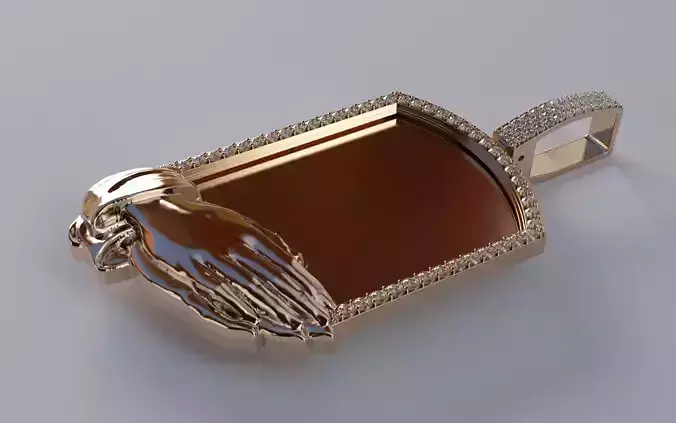 Praying Hands Dogtag Picture Pendant - Plain 3D print model