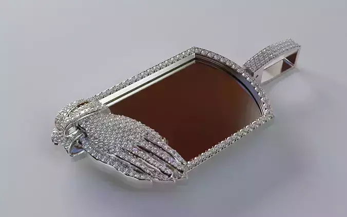 Praying Hands Dogtag Picture Pendant - Diamond 3D print model
