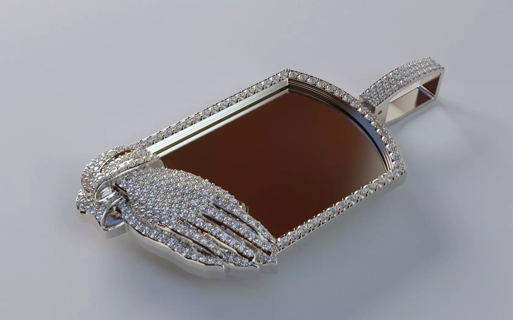 Praying Hands Dogtag Picture Pendant - Diamond 3D print model